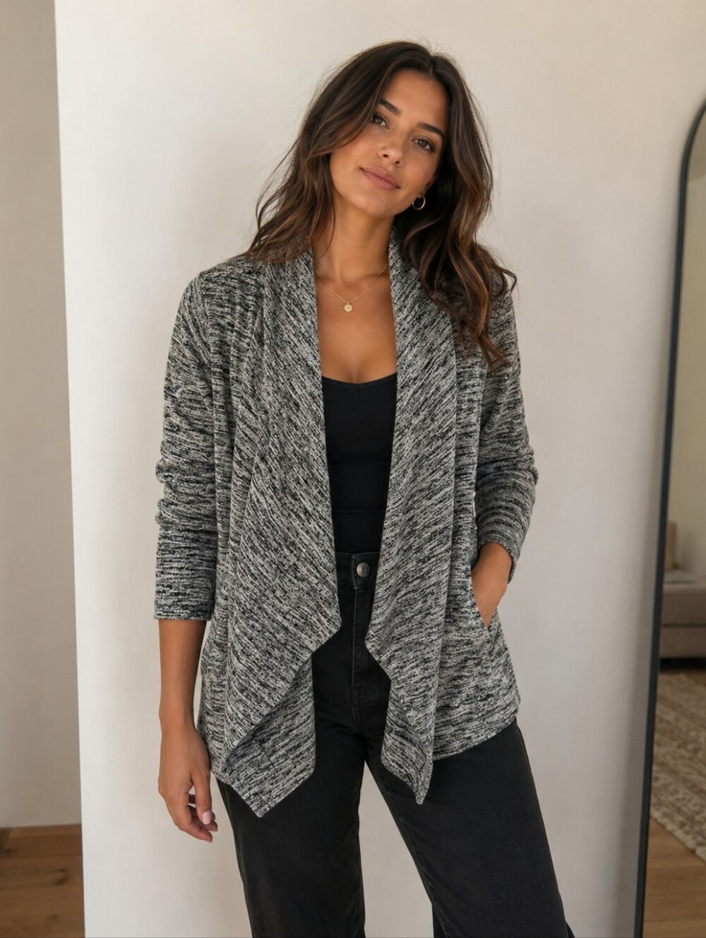 2/$40 Roots Marled Open-Front Cardigan
